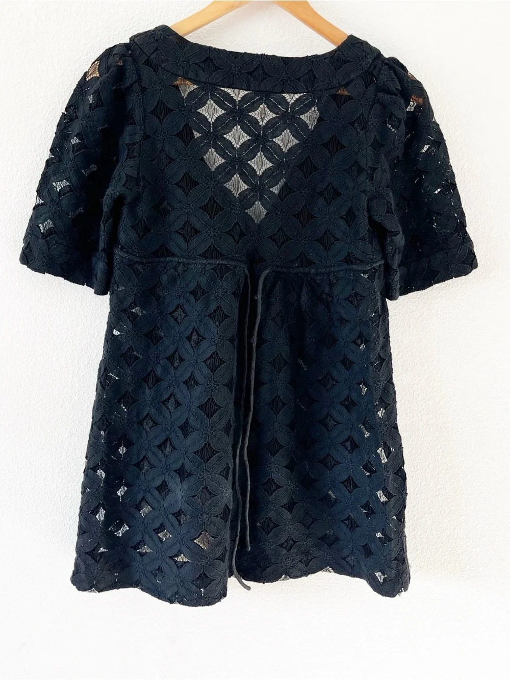 Shoshanna Umbrella Black Eyelet Boho Beach Resortwear Tunic Swim Coverup Dress